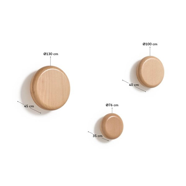 Nástenné drevené háčiky v súprave 3 ks v prírodnej farbe Nadue – Kave Home-image-3