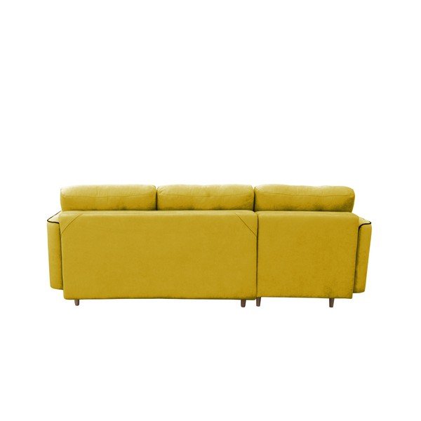 Horičicovožltá rozkladacia pohovka so svetlými nohami Mazzini Sofas Ladybird, ľavý roh-image-1