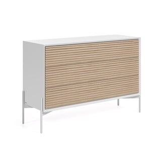 Biela komoda s 3 zásuvkami z jaseňového dreva Kave Home Marielle, šírka 116 cm