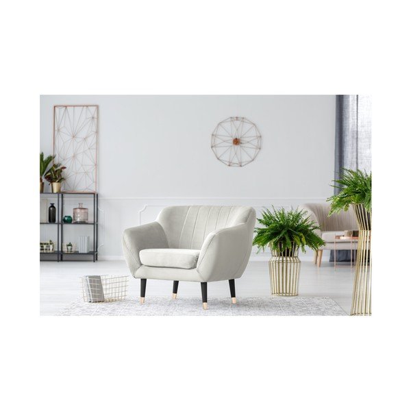 Krémové kreslo s čiernymi nohami Mazzini Sofas Benito-image-2