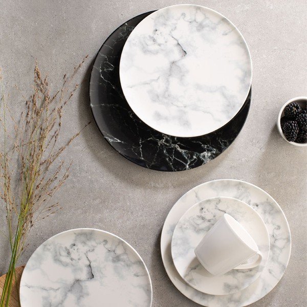 8-dielna súprava čierno-bieleho porcelánového riadu Villeroy & Boch Marmory-image-1