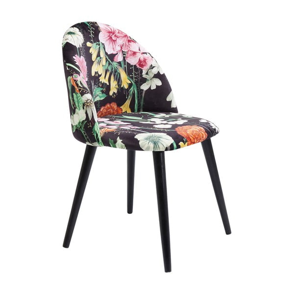 Set 2 čiernych kvetovaných stoličiek Kare Design Flores