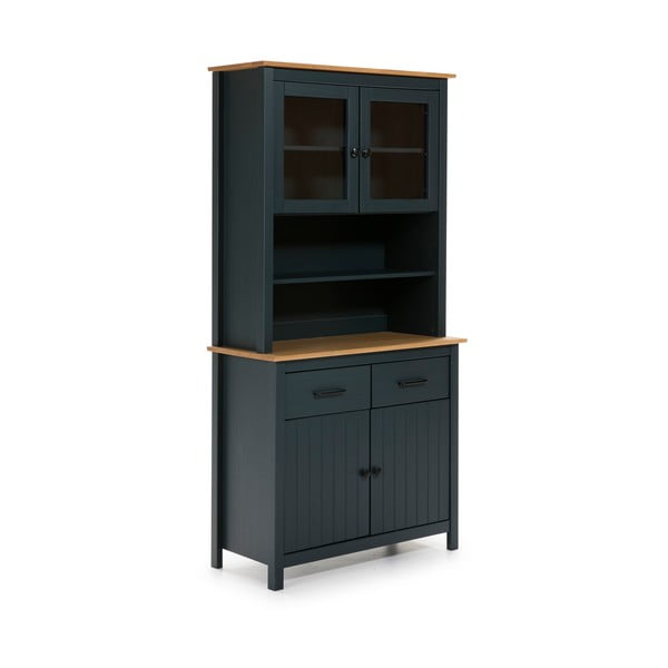 Tmavomodrá vitrína z borovicového dreva 90x180 cm Miranda – Marckeric-image-2