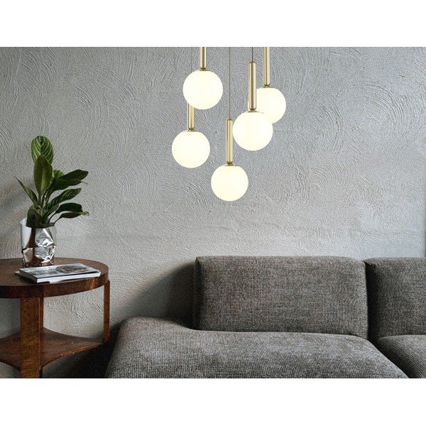 Závesné svietidlo v zlatej farbe so skleneným tienidlom ø 34 cm One – Squid Lighting-image-1