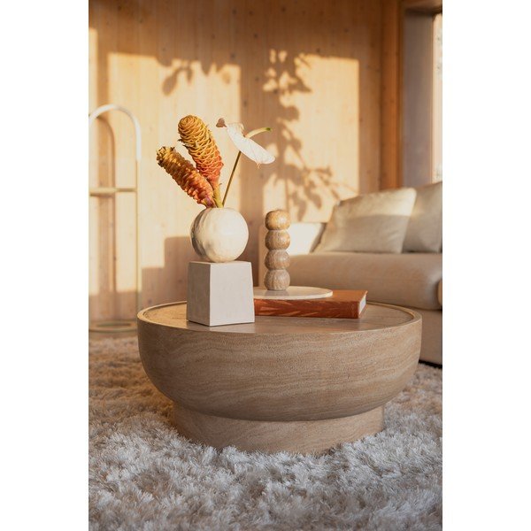 Okrúhly konferenčný stolík v dekore kameňa v prírodnej farbe ø 80 cm Noble – Zuiver-image-1