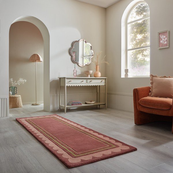 Vínovočervený ručne tkaný vlnený behúň 80x230 cm Lois – Flair Rugs-image-1