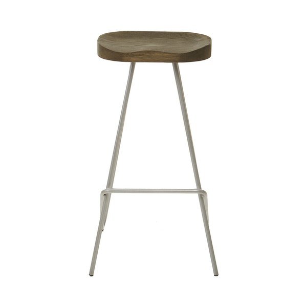 Barová stolička z brestového dreva v striebornej farbe/v prírodnej farbe (výška sedadla 78 cm) District – Premier Housewares-image-2