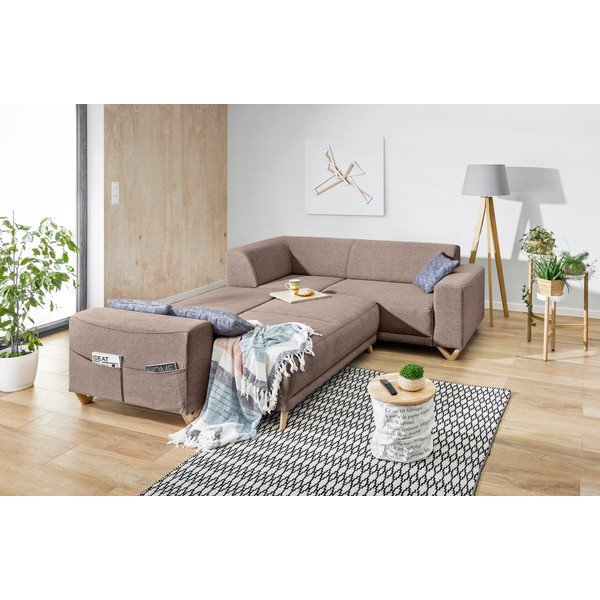 Hnedá rozkladacia/s úložným priestorom rohová pohovka (pravý roh/do L) Classy Sophie – Miuform-image-4