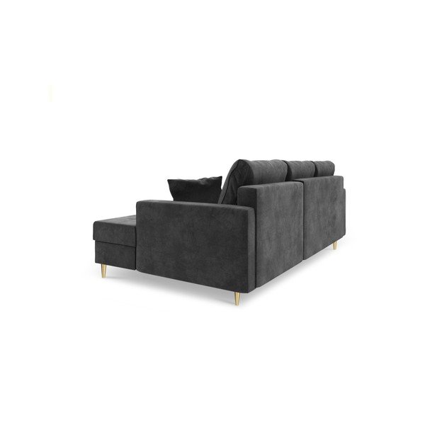 Tmavosivá rozkladacia pohovka s úložným priestorom Mazzini Sofas Muguet, ľavý roh-image-3