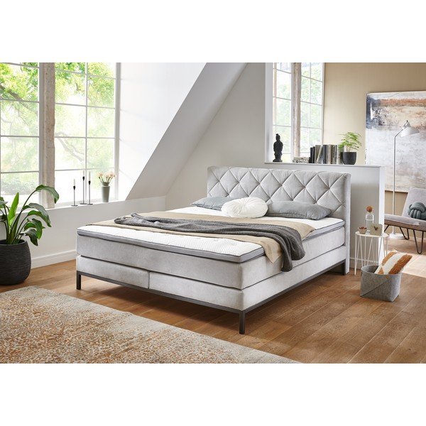 Svetlosivá boxspring posteľ 180x200 cm Rockaway – Rojaplast-image-1
