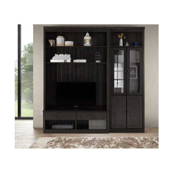 Hnedá TV zostava z borovicového dreva 214x223 cm Anita – Støraa-image-1