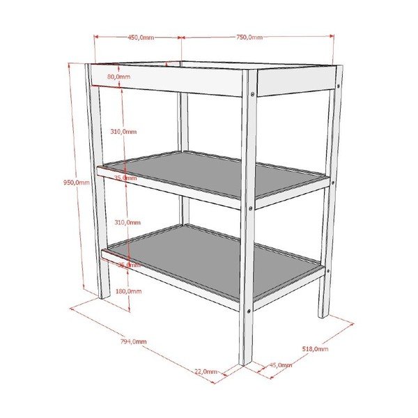 Hnedý prebaľovací pult z bukového dreva Dino – Vipack-image-2