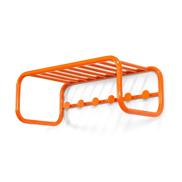 Oranžový kovový nástenný vešiak s poličkou 72 cm Retro – Spinder Design-image-2