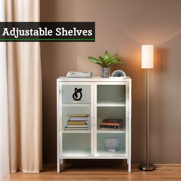 Biela oceľová vitrína 80x102x40 cm Acier – Premier Housewares-image-3