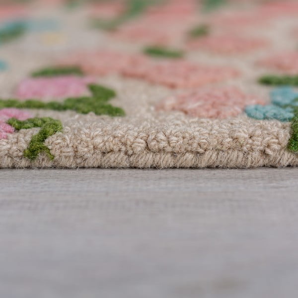 Krémový ručne tkaný vlnený koberec 200x290 cm Emilia Floral – Flair Rugs-image-4