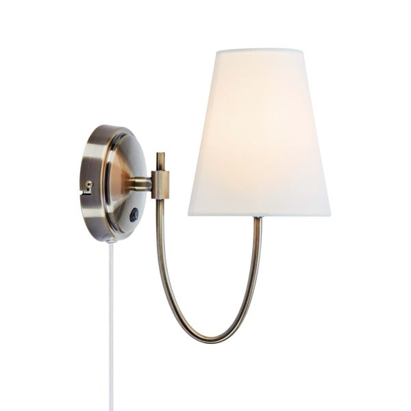 Biele/v mosadznej farbe nástenné svietidlo do zásuvky Amar – Markslöjd