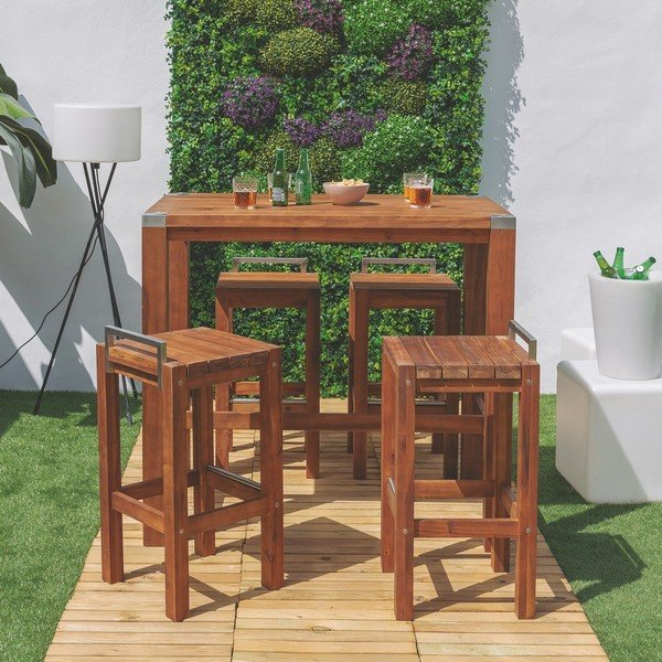 Drevená záhradná barová stolička Norah - LDK Garden-image-1