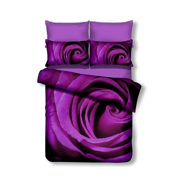 Fialové obliečky z mikrovlákna na jednolôžko DecoKing Omorfi, 155 × 220 cm