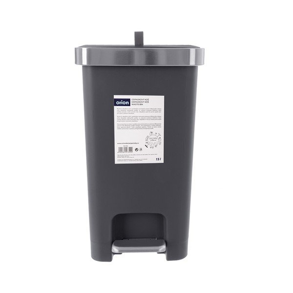 Sivý pedálový plastový odpadkový kôš 15 l Premier – Orion-image-3