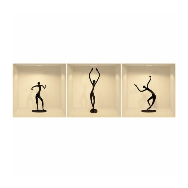 Sada 3 samolepiek s 3D efektom Ambiance Dancing Figures-image-1