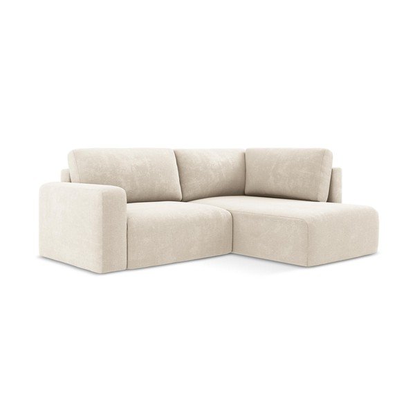 Krémová ženilková rozkladacia/s úložným priestorom rohová pohovka (pravý roh/do L) Kona – Makamii-image-2