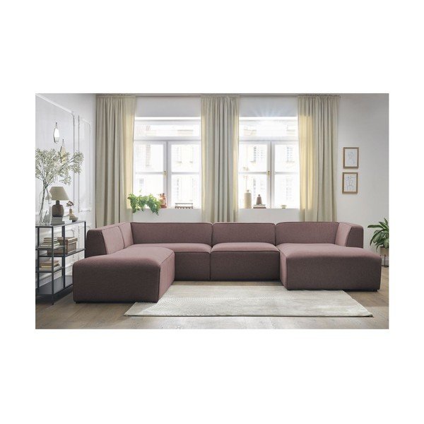 Ružová modulárna rohová pohovka (ľavý roh/do tvaru "U") Megeve – Bobochic Paris-image-1