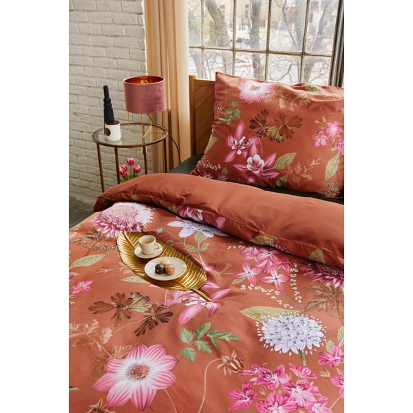 Terakotovohnedé obliečky na dvojlôžko z bavlneného saténu Bonami Selection Blossom, 200 x 200 cm-image-4