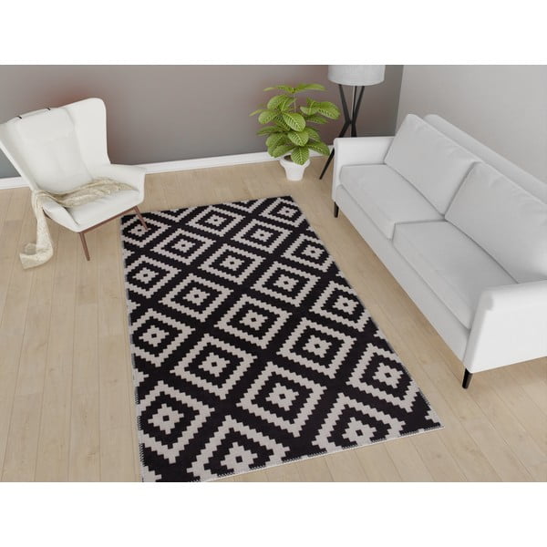 Čierny prateľný koberec behúň 200x80 cm - Vitaus-image-1