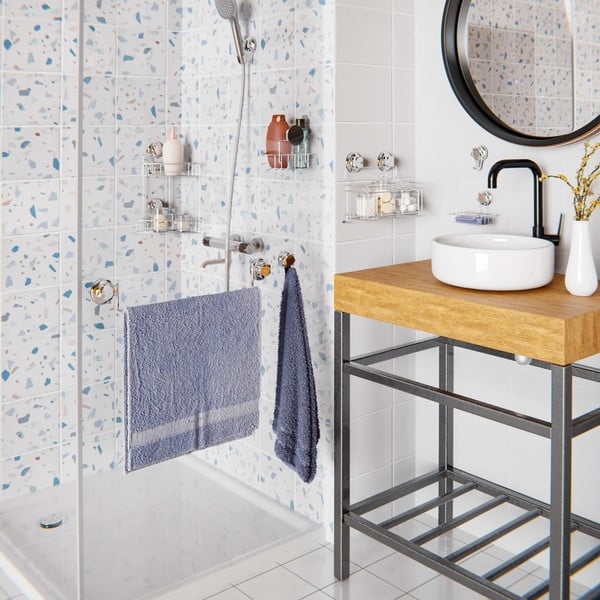 Samodržiace kovové háčiky v súprave 4 ks v striebornej farbe Bestlock Bath – Compactor-image-1