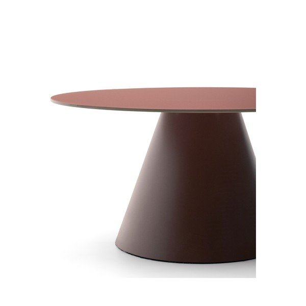 Okrúhly konferenčný stolík so sklenenou doskou v terakotovej farbe ø 80 cm Wilshire – Kave Home-image-2