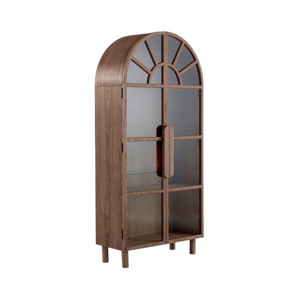 Vitrína v dekore orecha v tmavo prírodnej farbe 90x195x40 cm Sandor – Jotex