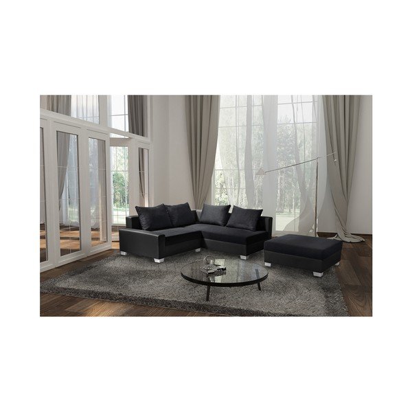 Čierna rohová pohovka s lôžkom na ľavej strane Interieur De Famille Paris Aventure-image-3