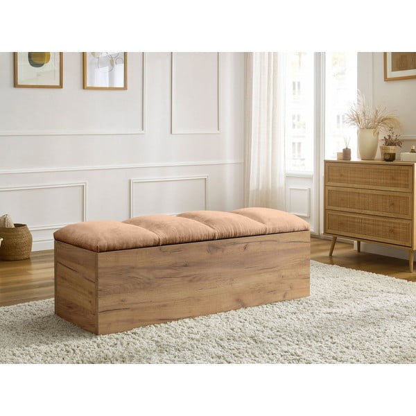 Lavica vo svetloružovej a prírodnej farbe Kumo – Bobochic Paris-image-1