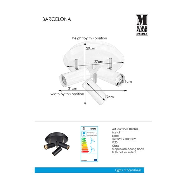 Čierne nástenné svietidlo Markslöjd Barcelona Tres-image-2