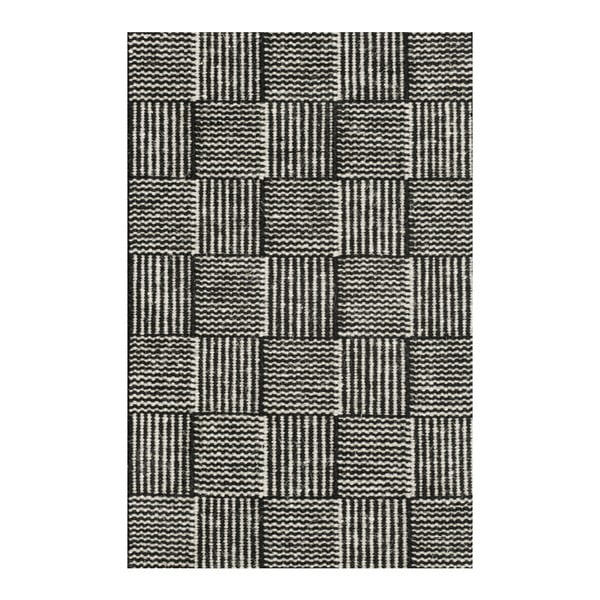 Čierno-biely ručne tkaný koberec Linie Design Chess, 50 × 80 cm