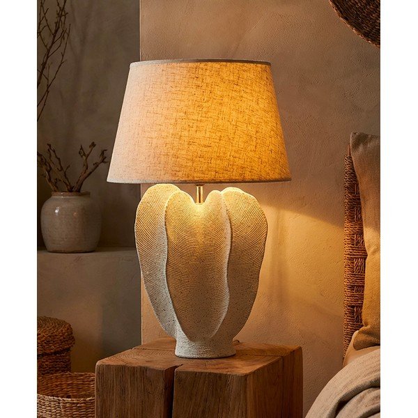 Krémovobiela stolová lampa s textilným tienidlom (výška  63 cm) Ester – Mauro Ferretti-image-1