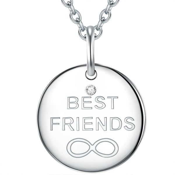 Strieborný náhrdelník s pravým diamantom Tess Diamonds Best Friends, dĺžka 40 cm