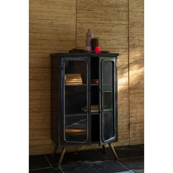 Čierna kovová vitrína 60x100x35 cm Denza – Dutchbone-image-1