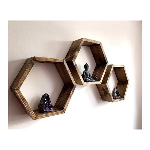 Súprava 3 drevených nástenných políc Bee-image-3
