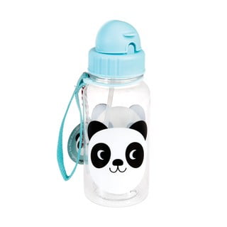 Modrá detská fľaša so slamkou Rex London Miko The Panda, 500 ml