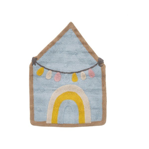 Svetlomodrý bavlnený detský koberec 74x100 cm House – Ixia