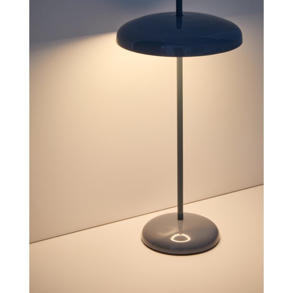 Modrá LED stolová lampa so stmievačom s kovovým tienidlom (výška  35 cm) Porte – Kave Home-image-1