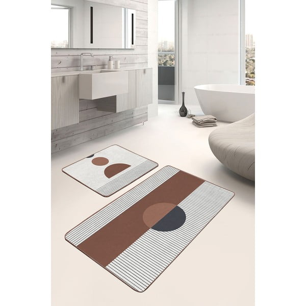 Bielo-hnedé kúpeľňové predložky v súprave 2 ks 60x100 cm – Mila Home-image-3