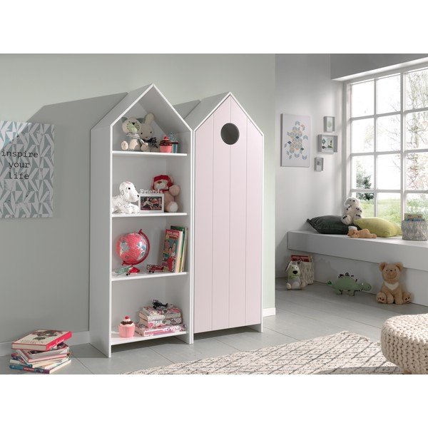 Bielo-svetloružová otvorená detská šatníková skriňa 115x171,5 cm CASAMI – Vipack-image-1