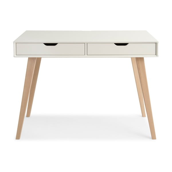 Biely ručne vyrábaný pracovný stôl z masívneho brezového dreva Kiteen Kolo