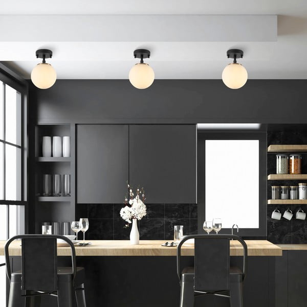 Čierno-biele stropné svietidlo so skleneným tienidlom ø 15 cm Atmaca – Opviq lights-image-2