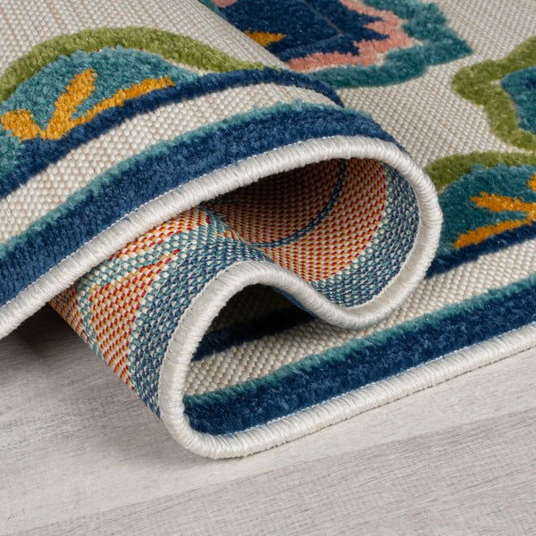 Modrý vonkajší koberec 80x230 cm Beach Floral – Flair Rugs-image-2
