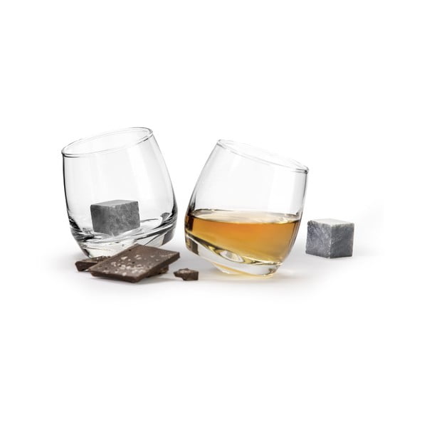Sada 2 pohárov na whiskey a chladiacimi kameňmi Sagaform Gentleman, 200 ml