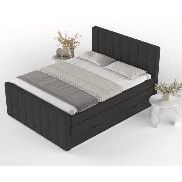 Čierna boxspring posteľ s úložným priestorom 200x200 cm Ruby – Maison de Rêve-image-4