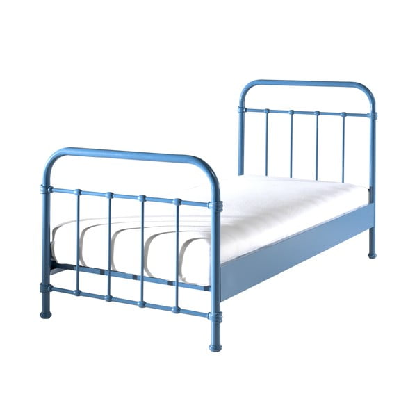 Modrá kovová detská posteľ Vipack New York, 90 × 200 cm